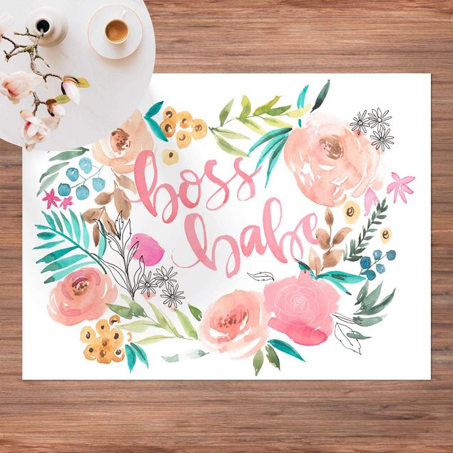 Teppich für Balkon Rosa Blüten - Boss Babe