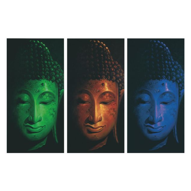 Leinwandbild 3-teilig - Triple Buddha - Hoch 1:2
