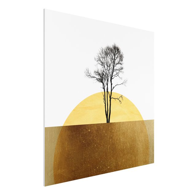 Kubistika Bilder Goldene Sonne mit Baum