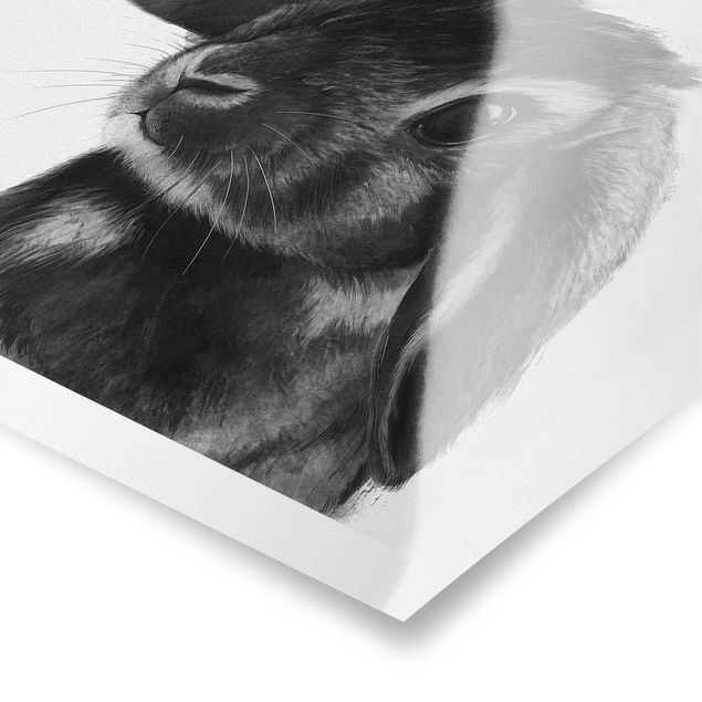 Poster bestellen Illustration Hase Schwarz Weiß Zeichnung