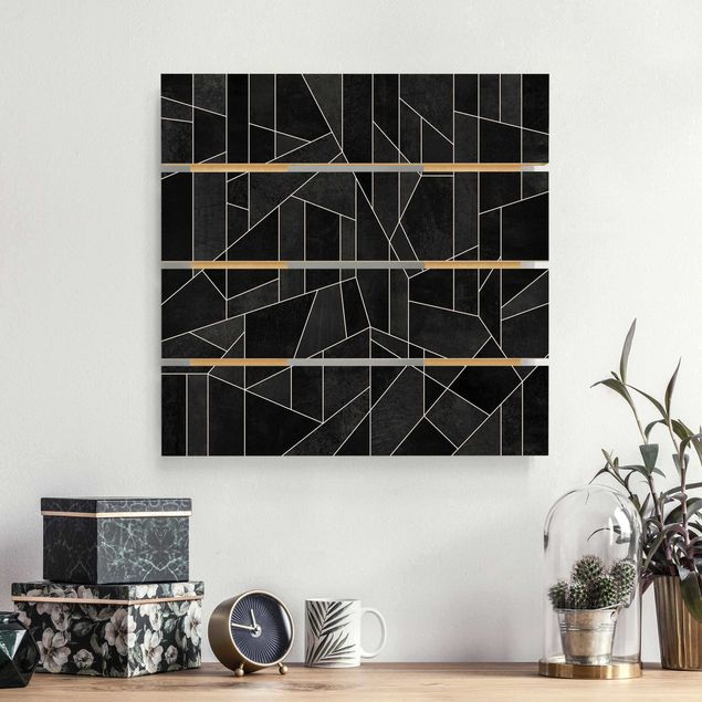 Holzbilder Muster Schwarz Weiß Geometrie Aquarell