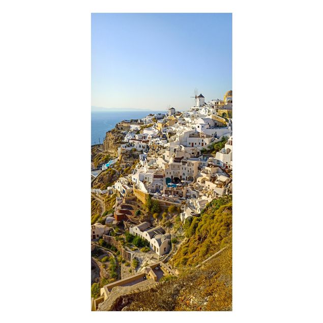 Magnettafel - Oia auf Santorini - Panorama Hochformat