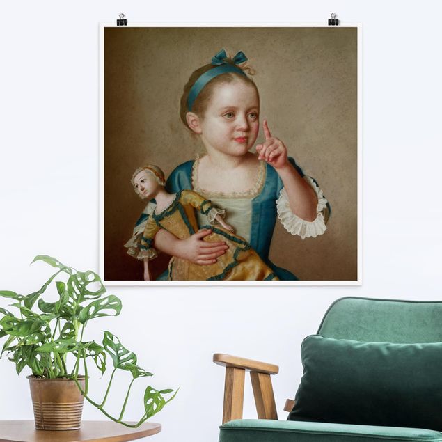 Moderne Poster Jean Etienne Liotard - Mädchen mit Puppe