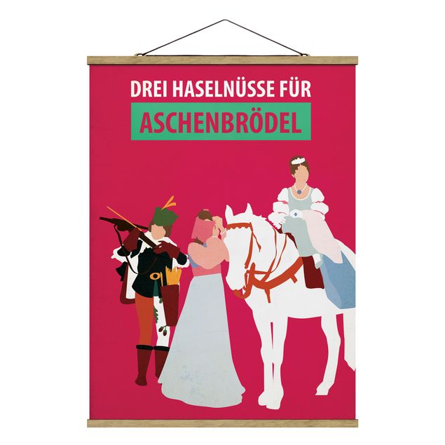 Stoffbild mit Posterleisten - Filmposter Drei Haselnüsse für Aschebrödel - Hochformat 3:4