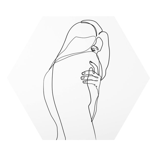 Hexagon Bild Forex - Line Art Frauenakt Schulter Schwarz Weiß