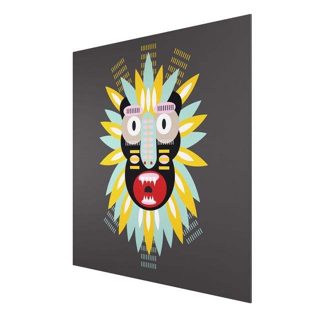 Alu Dibond Druck Collage Ethno Maske - King Kong
