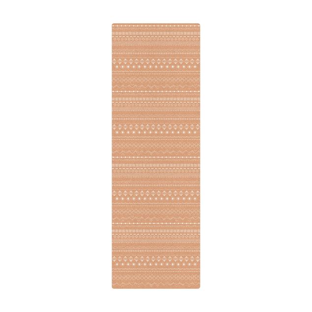 Kork-Teppich - Feines Geometrisches Muster Weiß - Hochformat 1:2