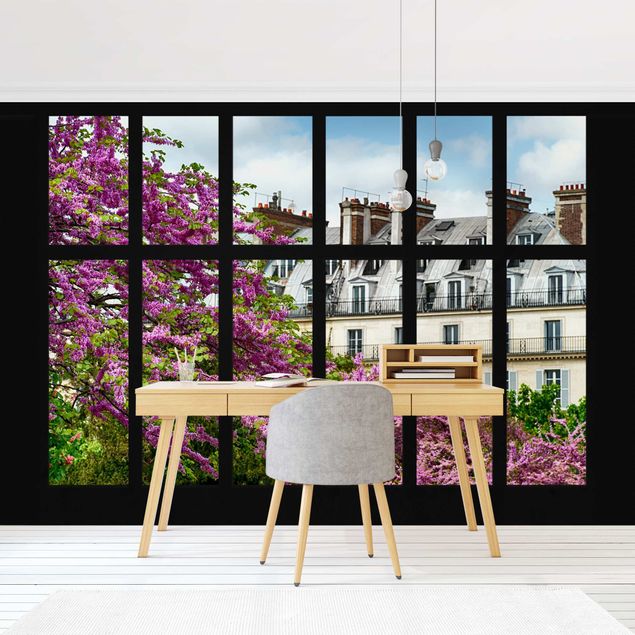 Fototapete - Fenster Frühling Paris
