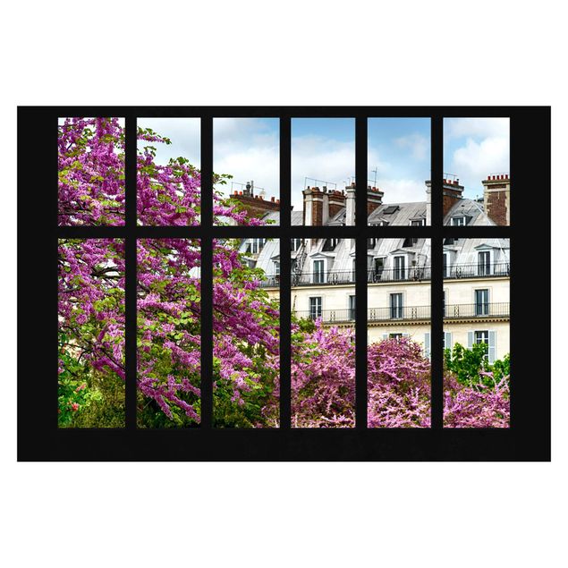 Fototapete - Fenster Frühling Paris