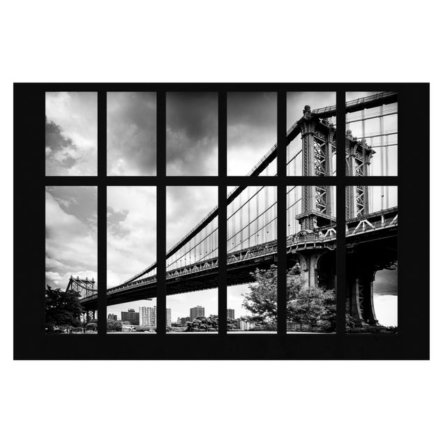 Tapeten Fenster Manhattan Brücke NY