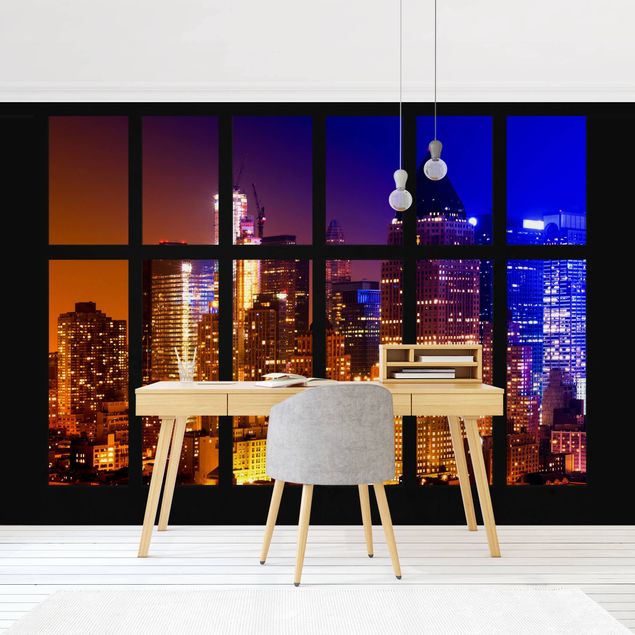 Design Tapeten Fenster Manhattan Sonnenaufgang