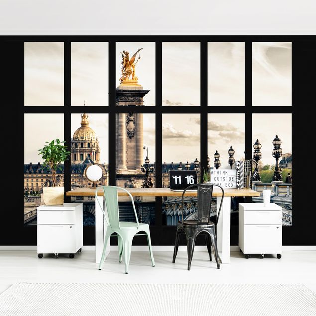 Fototapete - Fenster Pont Alexandre Paris