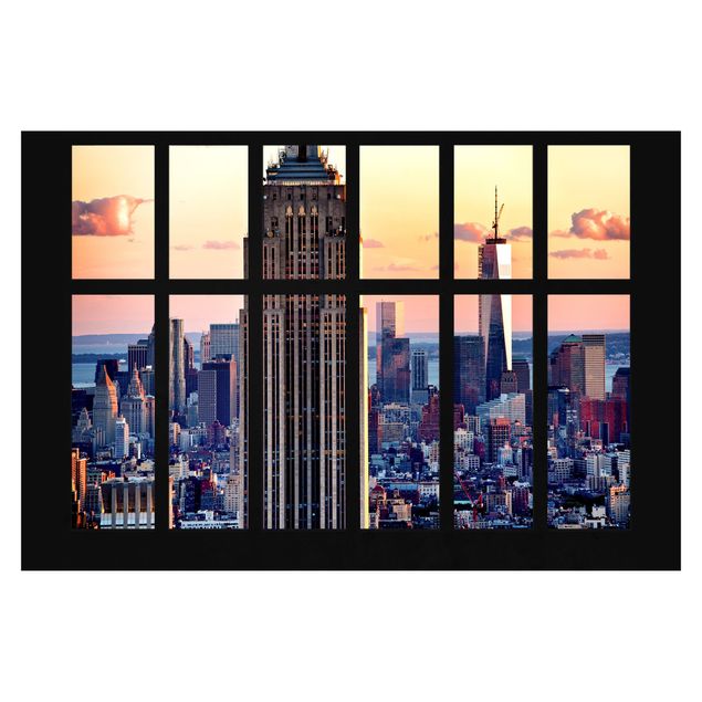 schöne Tapeten Fensterblick Empire State Building Sonnenuntergang