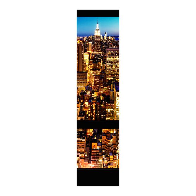 Schiebevorhänge Fensterblick New York bei Nacht