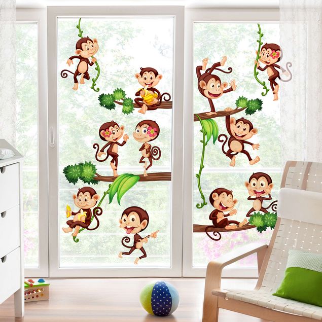 Fensterfolie bunt Affen des Dschungels