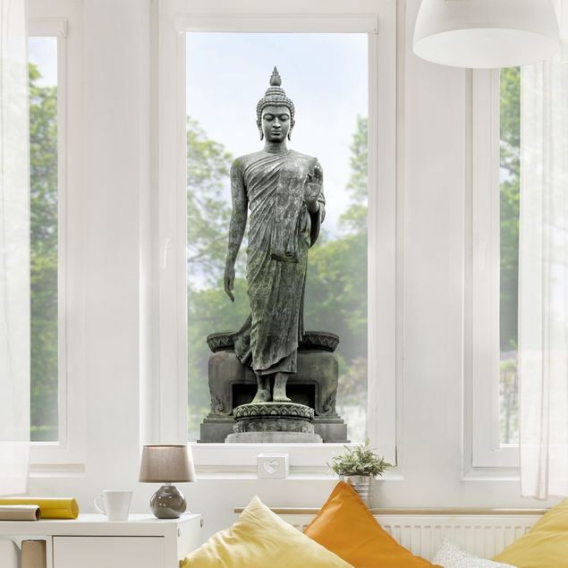 bunte Fensterfolie Buddha Statue
