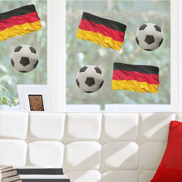 bunte Fensterfolie Deutschlandfahne und Ball Sticker Set