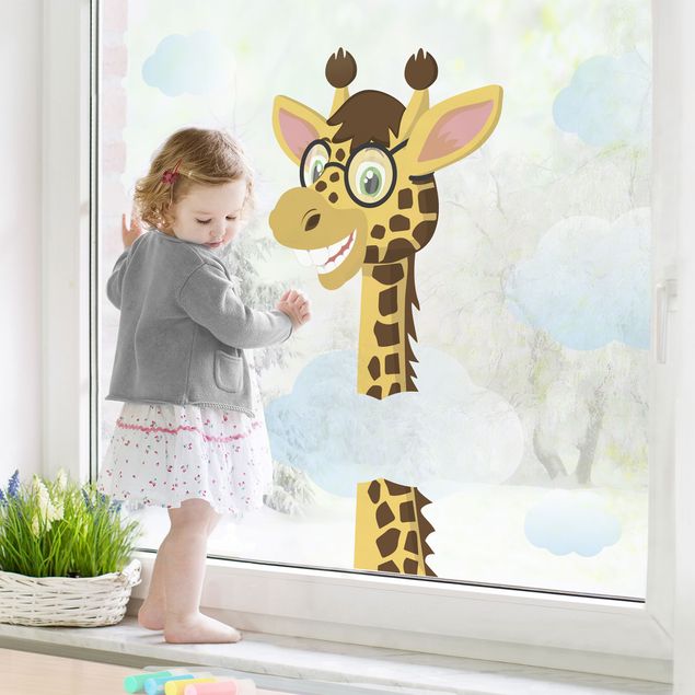 Fensterfolie farbig Lustige Giraffe