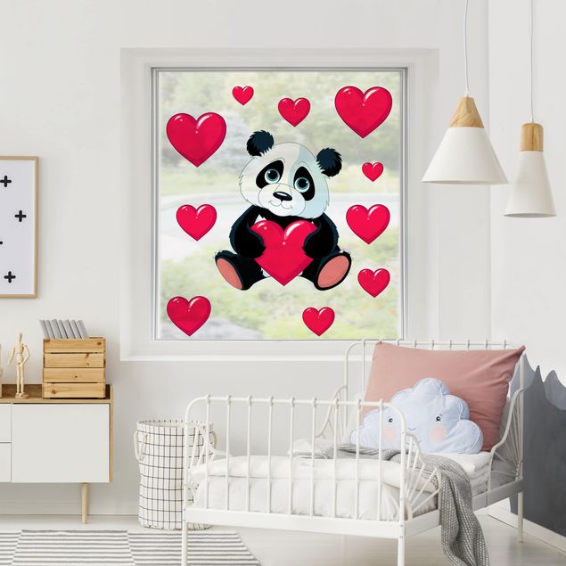Klebefolie für Fenster Panda mit Herzen