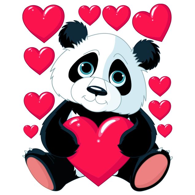 Klebefolie für Fenster mit Motiv Panda mit Herzen
