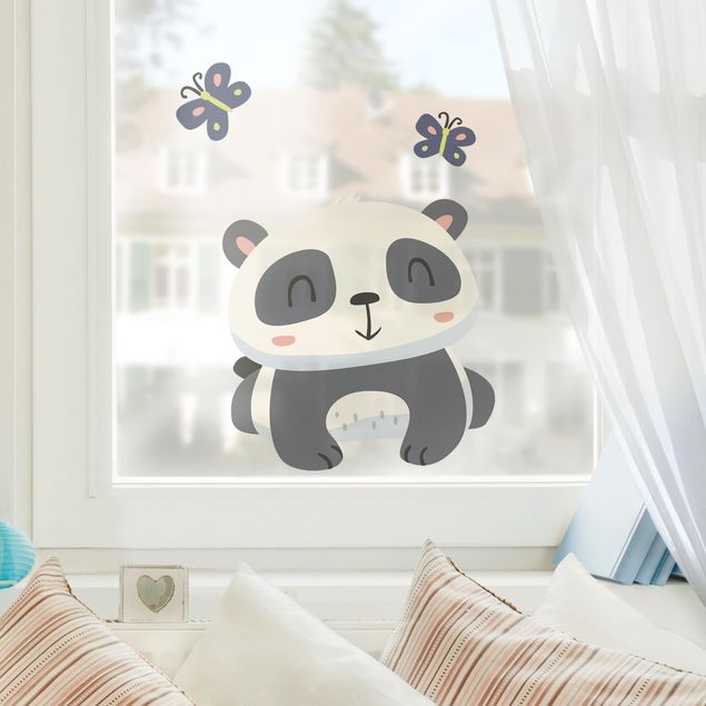 Fenstersticker Schmetterling Panda mit Schmetterlingen