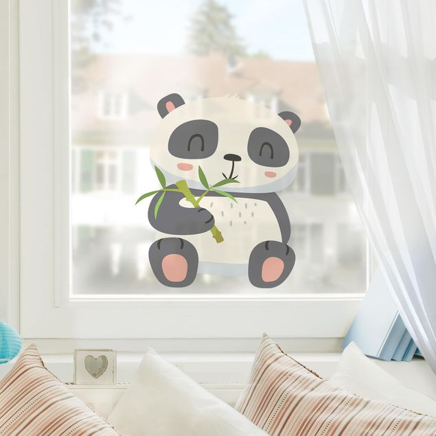 Klebefolie Fenster Panda nascht am Bambus
