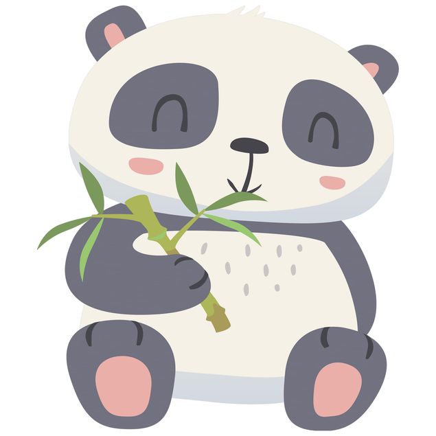 Fensterfolie mit Motiv Panda nascht am Bambus