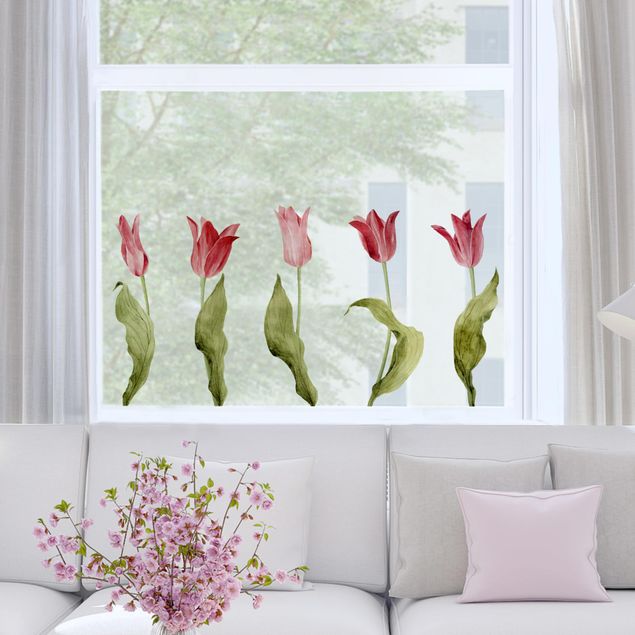 Fenstersticker Blumen Rote Aquarell Tulpen