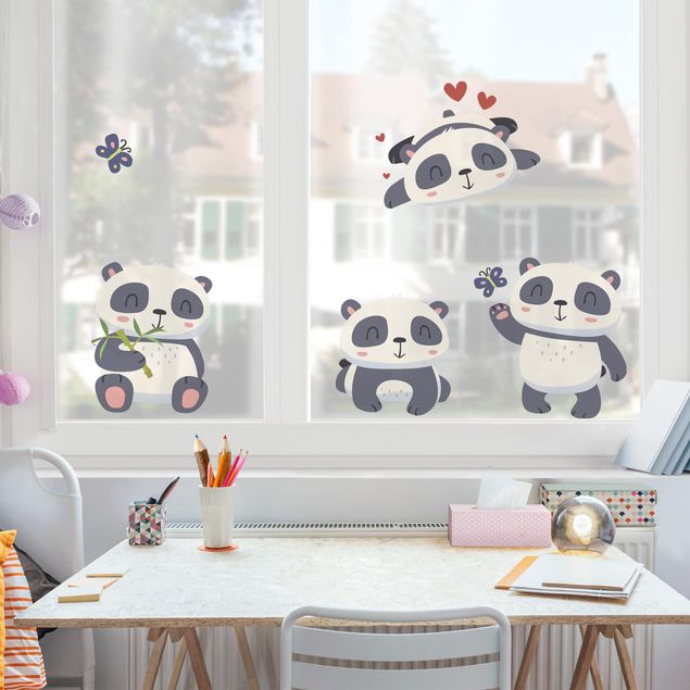 bunte Fensterfolie Süßes Pandabären Set