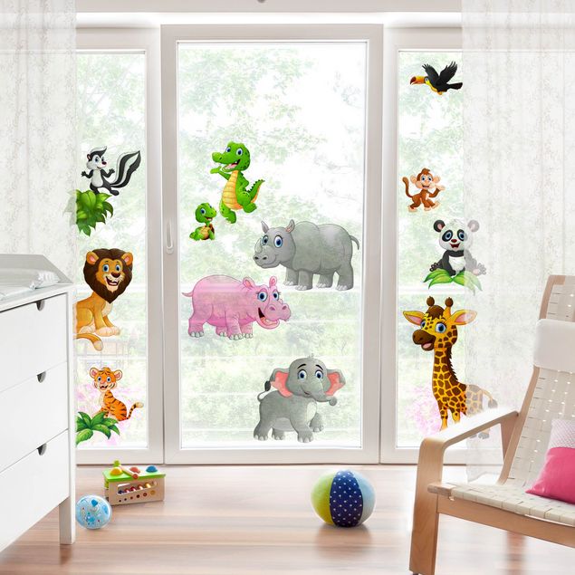 Fensterfolie - Fenstersticker - Tiere des Dschungels