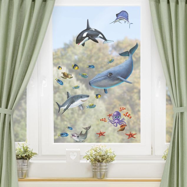 Fensterfolie Fenstersticker Kinderzimmer - Animal Club International - Tiere im Meer