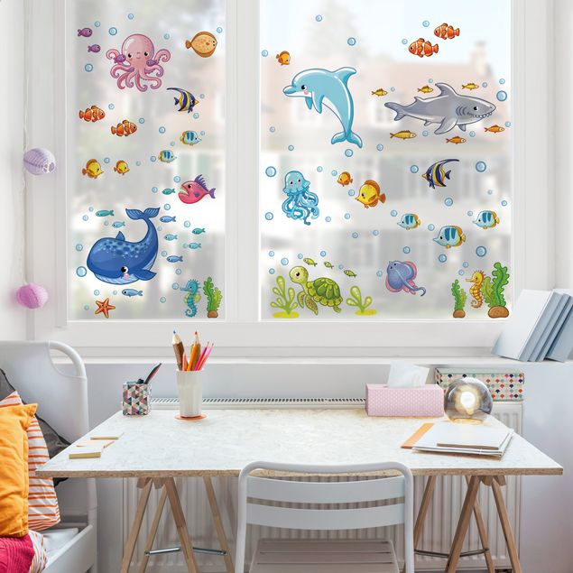 Fensterfolie farbig Unterwasserwelt - Fisch Set