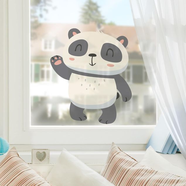 Klebefolie Fenster Winkender Panda