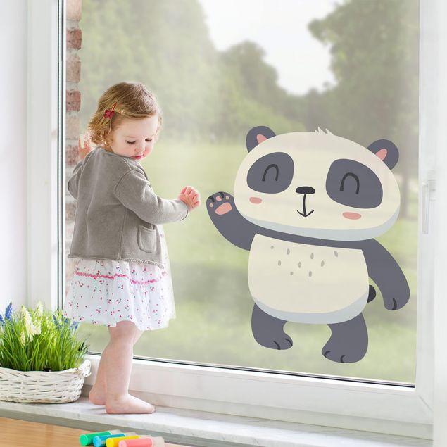 bunte Fensterfolie Winkender Panda