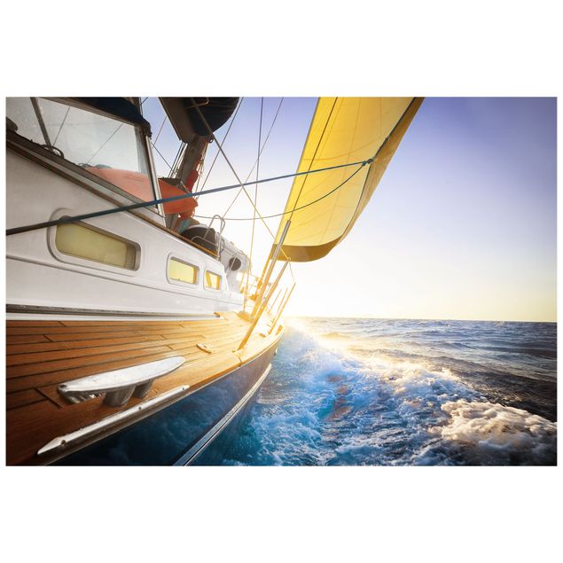 Fensterfolie Segelboot auf blauem Meer bei Sonnenschein