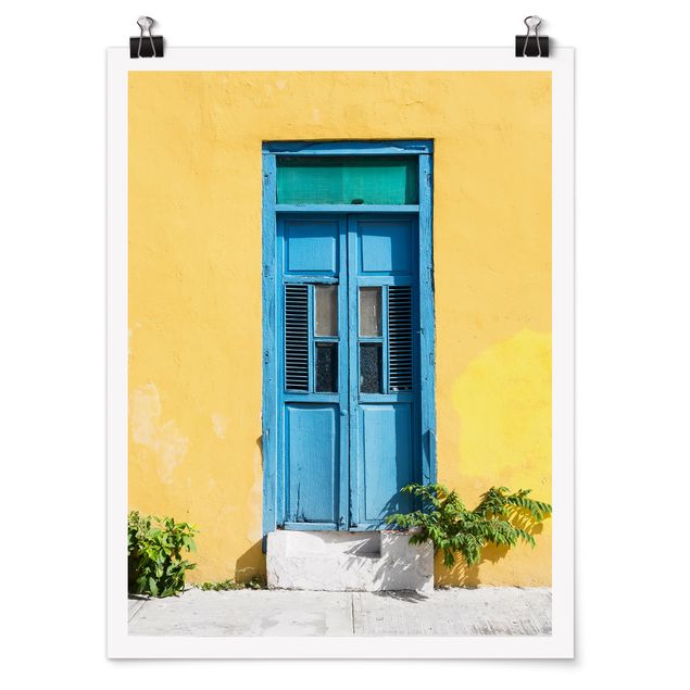 schöne Bilder Bunte Wand blaue Tür