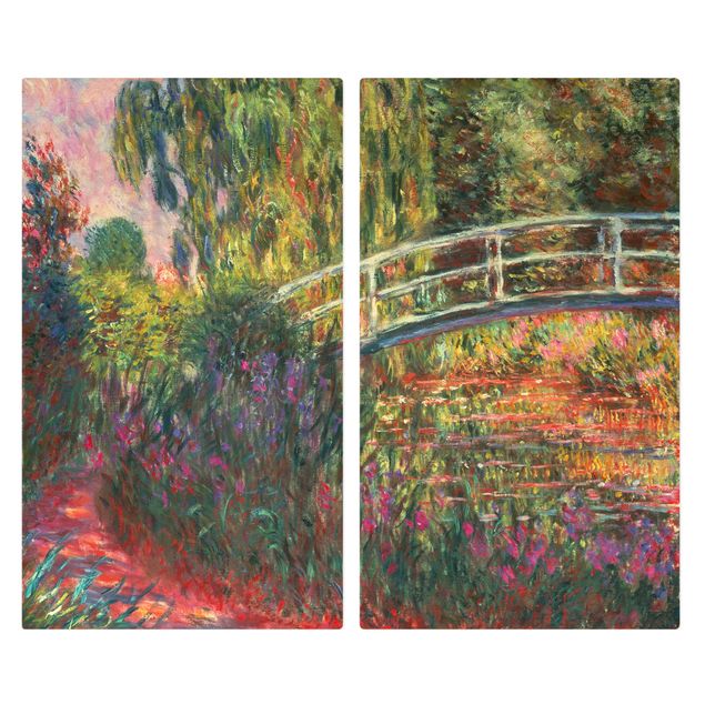 Herdabdeckplatte Glas - Claude Monet - Japanische Brücke im Garten von Giverny - 52x80cm
