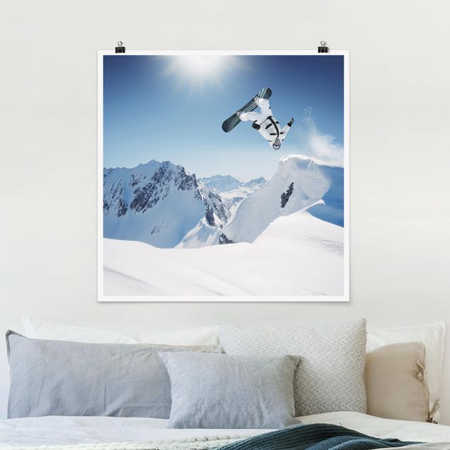 Moderne Poster Fliegender Snowboarder