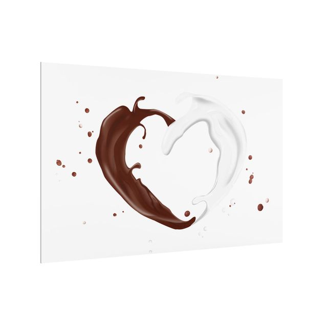 Spritzschutz Glas - Schokoladen Milch Herz - Querformat - 3:2