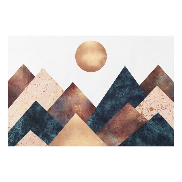 Fredriksson Poster Geometrische Berge Bronze