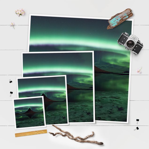 Poster - Polarlicht in Island - Quadrat 1:1