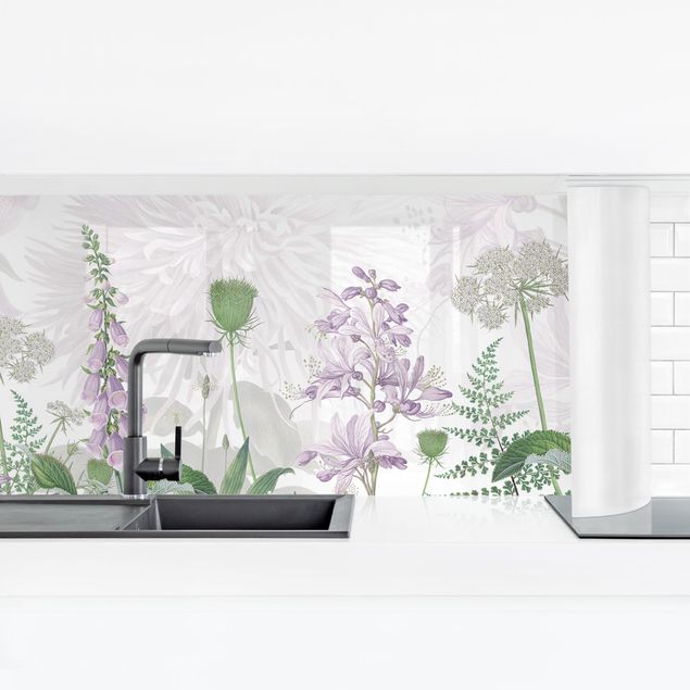 Küchenrückwand selbstklebend Fingerhut in zarter Blumenwiese