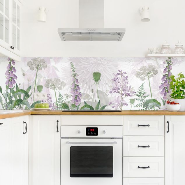Küche Wandpaneel Fingerhut in zarter Blumenwiese