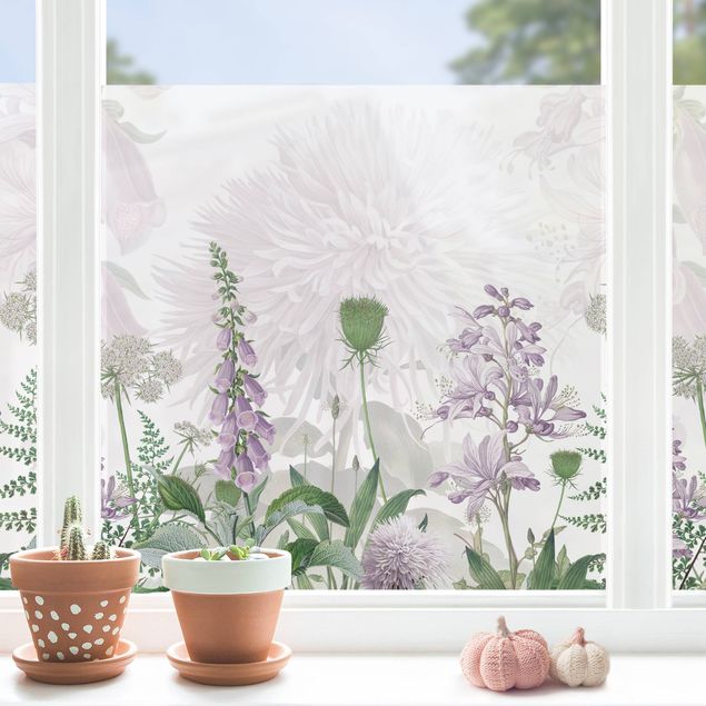 Fensterfolie - Sichtschutz - Fingerhut in zarter Blumenwiese - Fensterbilder