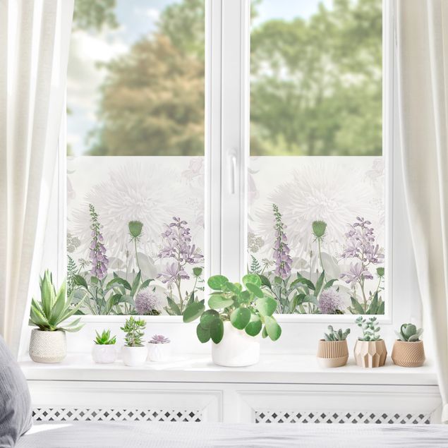 Fensterfolie Fingerhut in zarter Blumenwiese