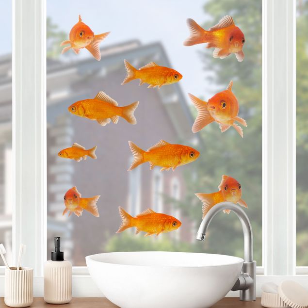 bunte Fensterfolie Fisch Set 10-teilig