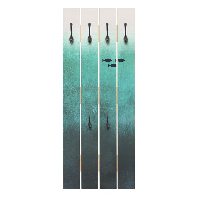Wandgarderobe Holzpalette - Fische in der Tiefsee