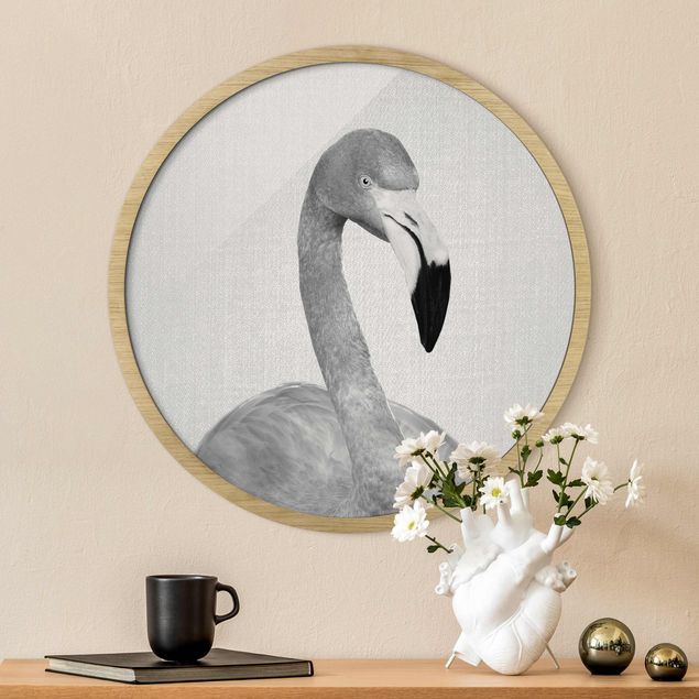 schwarz-weiß Bilder gerahmt Flamingo Fabian Schwarz Weiß