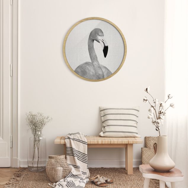 Moderne Bilder mit Rahmen Flamingo Fabian Schwarz Weiß