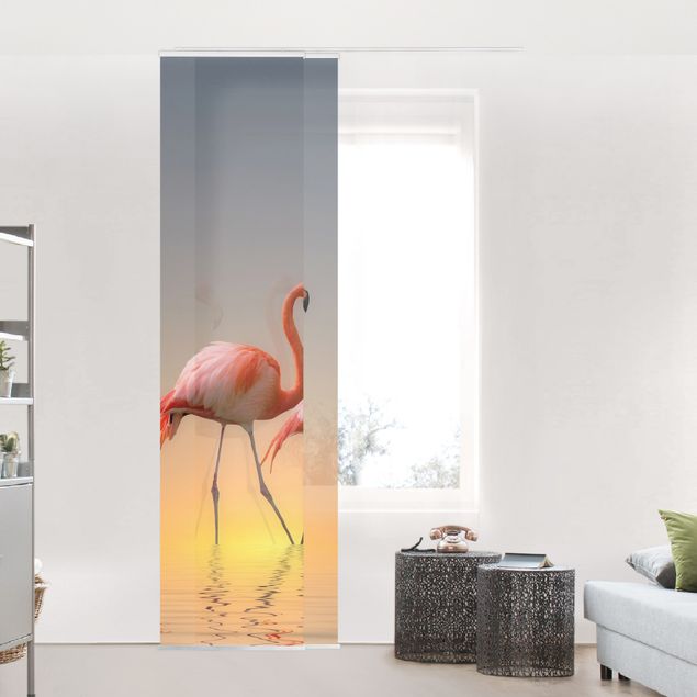 Schiebegardinen Set - Flamingo Love - Flächenvorhänge